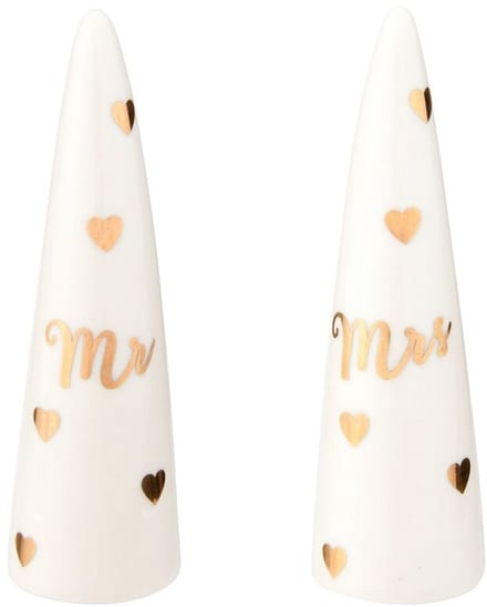 Trouwring houder met hartjes / Ring Cones MR & MRS van Sass & Belle
