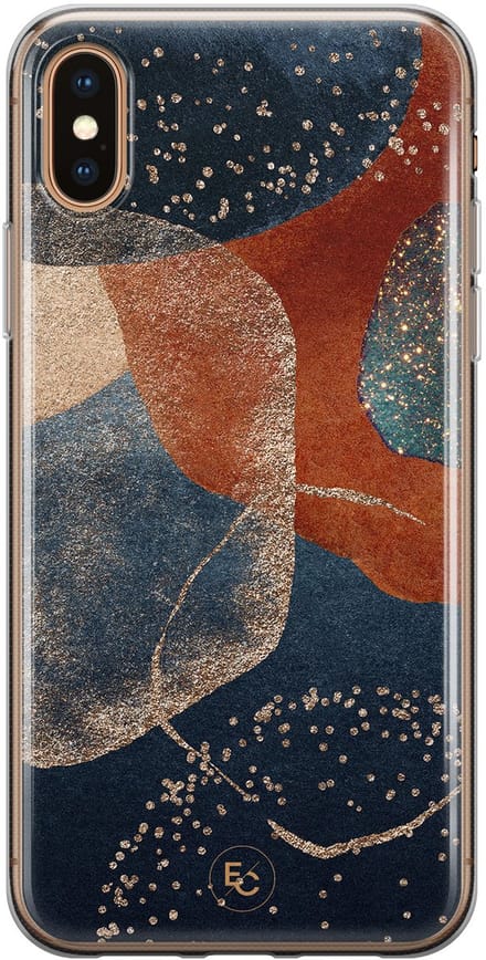 Hoesje geschikt voor iPhone Xs - Abstract Terracotta - Soft Case - TPU - Print - Multi - ELLECHIQ