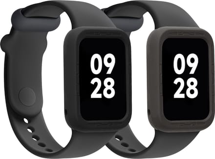 kwmobile Cases for Xiaomi Mi Band 8 Pro - Set of 2 Silicone Covers (Fitness Tracker Not Included) - Black / Grey