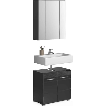 Linus badkamercombinatie zwart hoogglans MDF TZ - 34x60x182cm