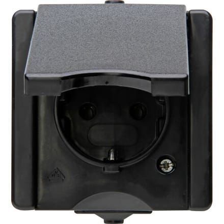 Kopp ProAQA wandcontactdoos RA opbouw spatwaterdicht Zwart IP44