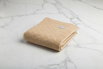 Deken van merino wol - Karamel - 75x95 cm - ruitjespatroon