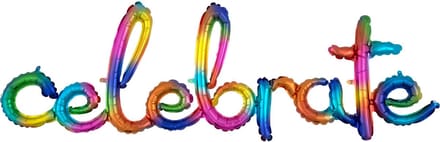 Amscan - Celebrate script folie ballon regenboog (149 x 50 cm)