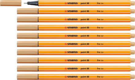 STABILO point 88 - Premium Fineliner - Fine 0,4 mm – Licht Okergeel – Doos 10 stuks