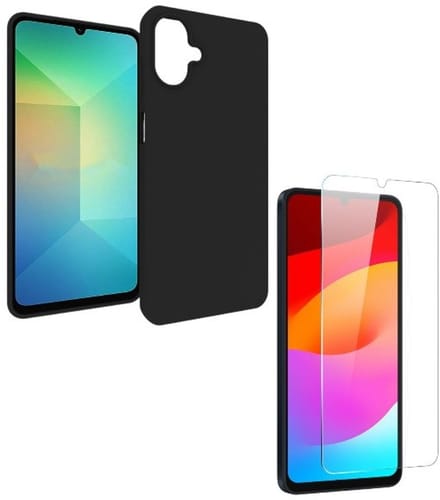 Back cover Silicone hoesje zwart met Screenprotector Glas 1x Geschikt voor: Samsung Galaxy A07