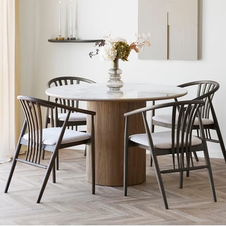 House Nordic Eettafel Athens - Rond Keramisch Wit/Bruin - Ø120x76cm