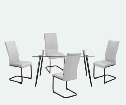 Danny-Eetset - Tafel & 4 Stoelen - Lichtgrijs