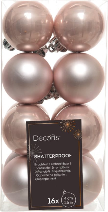 Decoris kerstballen - 16 stuks - 4cm - kunststof
