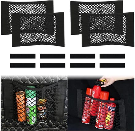 Famanu - Kofferbaknet set van 4 elastische auto opbergnetten met klittenband 40 x 25 cm