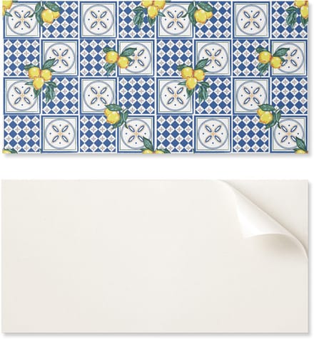 Zelfklevend decoratief element van vinyl voor thuis, 100x50 cm, citroenmotief op tegels.