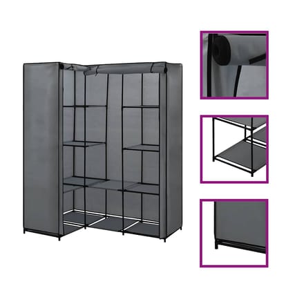 vidaXL - Hoekkledingkast - 130x87x169 - cm - grijs