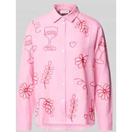 regular fit linnen blouse in all-over look