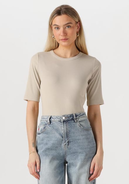 WITHBLACK Wbllullu Ss Tee Tops & T-shirts Dames - Shirt - Beige - Maat L