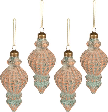 Clayre & Eef Kerstbal Set van 4 Overig Ø 6 cm Koperkleurig Glas Kerstballen