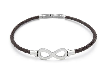 Frank 1967 7FB-0863 Heren Armband – Bruin Gevlochten Leer met Infinity Symbool