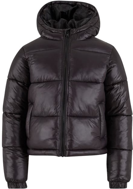 Urban Classics - Shiny Puffer with hood Kinder Jacket - Kids 158/164 - Zwart