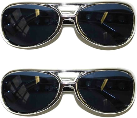 Party/verkleed brillen - 2x stuks - metallic zilver- Rock & roll
