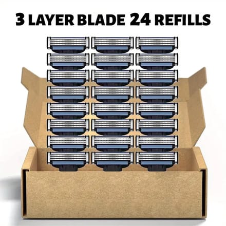 24x Scheermesjes Compatibel met Mach 3 – Vervangende Mesjes voor Mach3 – 3-Laags RVS – Universele Scheermes Navulling – Gladde Scheerervaring