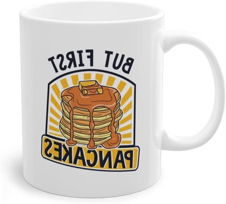 But First Pancakes recepten liefhebbers koffiemok | Griddlecake pannenkoeken pannenkoeken maker mok wit (06486B)
