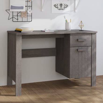vidaXL - Bureau - HAMAR - 113x50x75 - cm - massief - grenenhout - lichtgrijs
