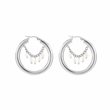 Michelle Bijoux Oorringen Ketting Parels Zilver