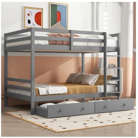 Stapelbed - MUVOE - 140x200cm - Grijs - Met lades - Robuuste constructie grijs
