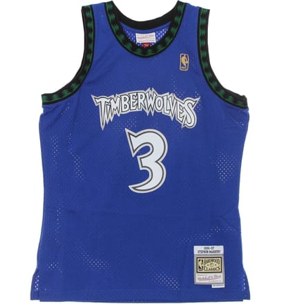 Basketbaltanktop voor heren Nba Swingman Jersey Hardwood Classics No 3 Stephon Marbury 1996-97 Mintim Blue