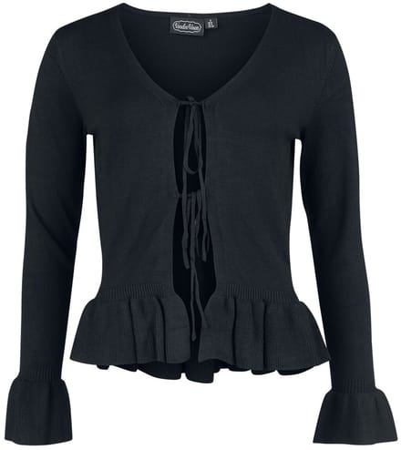 Voodoo Vixen Tie Front Ruffle Cardigan Cardigan zwart M Viscose -