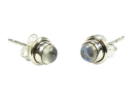 Zilveren knop oorbellen Maansteen 925 zilver