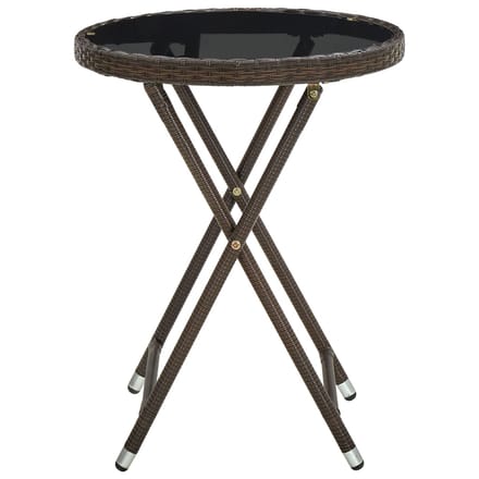 vidaXL - Salontafel - 60 - cm - poly - rattan - en - gehard - glas - bruin
