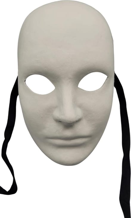 Wit masker - Papier-maché om te schilderen - Handgemaakt