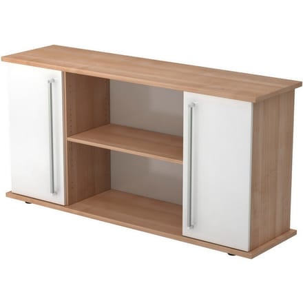 KAPA SB | Dressoir | met deuren - Walnoot/Wit Chrome metaal handgreep