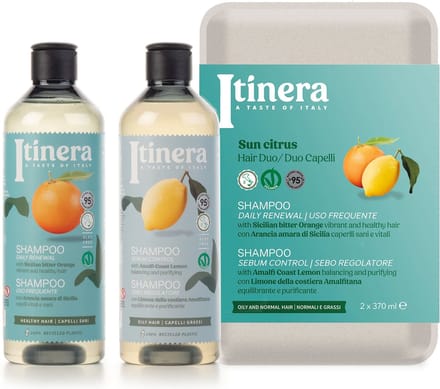 ITINERA Geschenkset: Shampoo met Siciliaanse Bittere Sinaasappel + Citroenshampoo 2x370ml