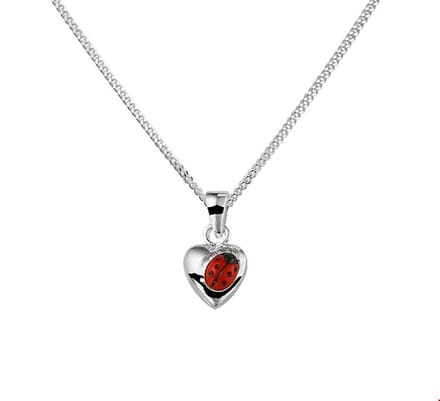 Zilveren Collier hartje lieveheersbeestje 36 + 4 cm - 1322496