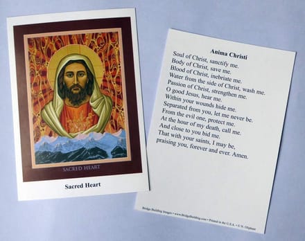 Set van 100 Gebedskaarten Heilig Hart en Anima Christi