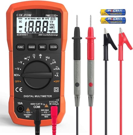 Digitale multimeter met LCD-display voor AC/DC metingen en achtergrondverlichting