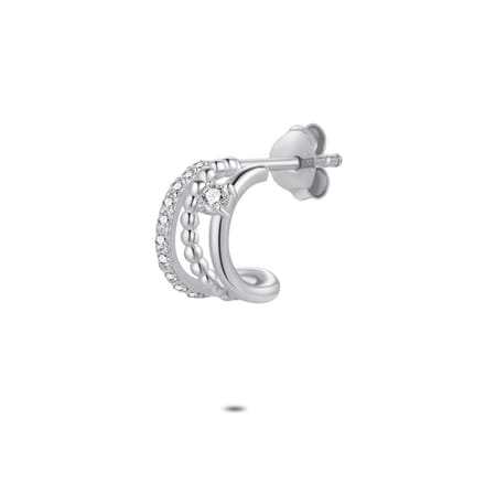 Twice As Nice Oorbel in zilver per stuk, halve oorring, steentje