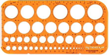 Sjabloon cirkel Standardgraph 1-36mm 45 cirkels met inktrand - SG-1315F