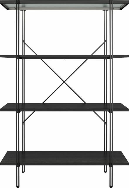 Wainwright-Boekenkast - Glas/Eiken - Zwart Metaal