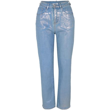 AmyLynn Dames Lupe Metallic 5-Pockets Jeans (Zilver)