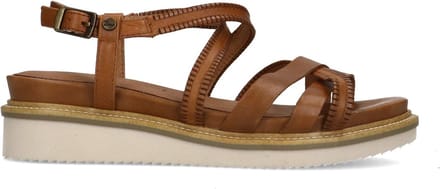 No Stress - Dames - Cognac leren sandalen met bandjes - Maat 38