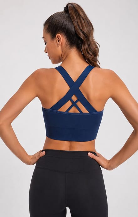 SparkNine Stride sport-bh - met uitneembare pads - XL - blauw - cross-back - medium support - zacht & elastisch materiaal