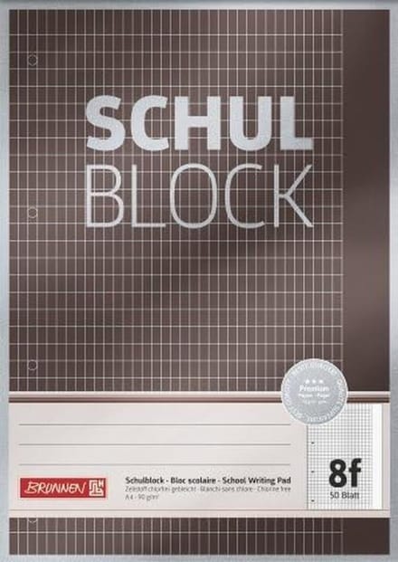 Schoolblok A4 8 lijn, 50 blad, spiraalrug, Premium kwaliteit
