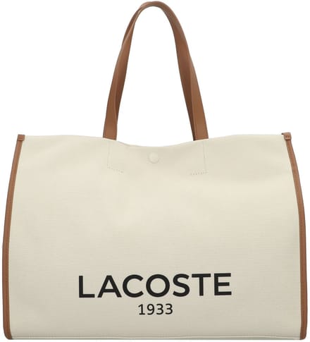 LACOSTE schoudertas shopper Heritage Canvas Shopping Bag Natural Tan crème
