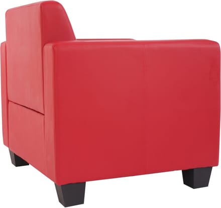Modulaire fauteuil Loungefauteuil met voetenbank Lyon, kunstleer ~ rood