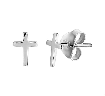 oorknoppen kruis zilver gerhodineerd 1329958