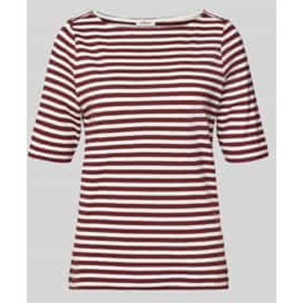 Gestreept T-shirt in een gemeleerd garen, getailleerde pasvorm, bootnek, dames s.Oliver