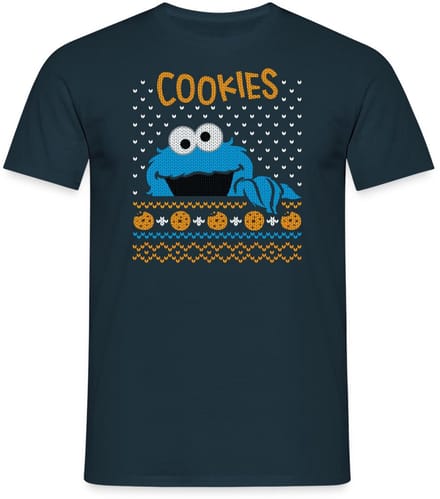 Sesamstraat Koekiemonster Cookies Lelijk Kerst T-Shirt Heren