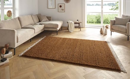 Hoogpolig vloerkleed - Agouhe okerbruin 80x150