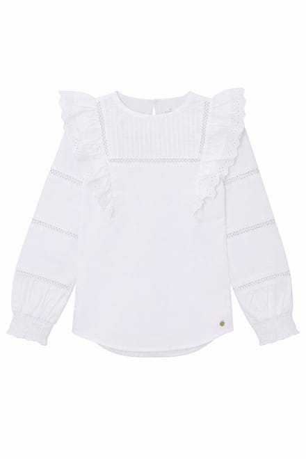 Funkle Blouse Snow White – Paper Touch Cotton Poplin – Luxe Meisjesmode